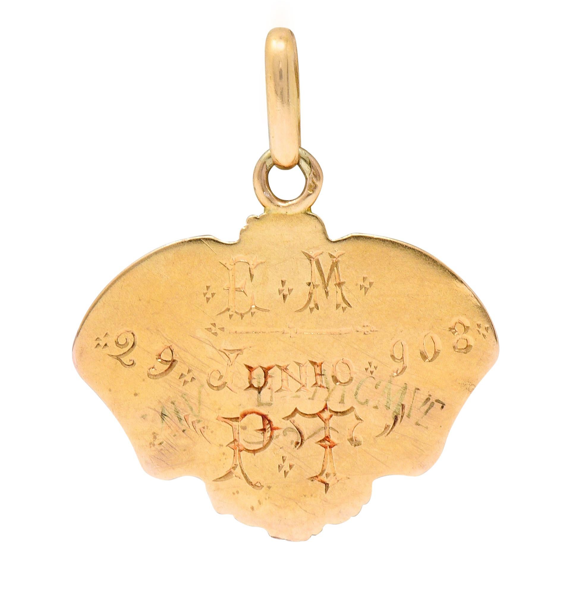 Rose Cut Art Nouveau Diamond 18 Karat Two-Tone Gold Child Pendant