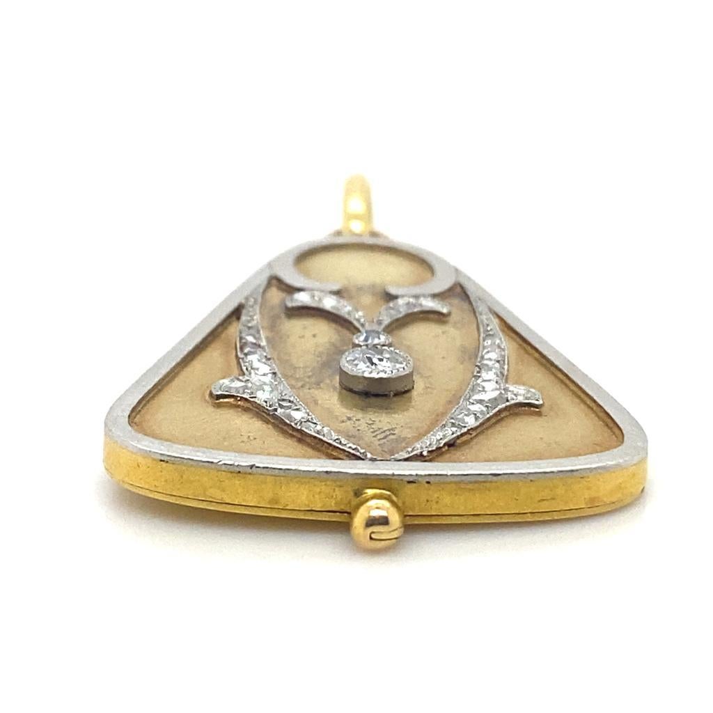 Art Nouveau Diamond 18 Karat Yellow Gold Sliding Locket Pendant 2