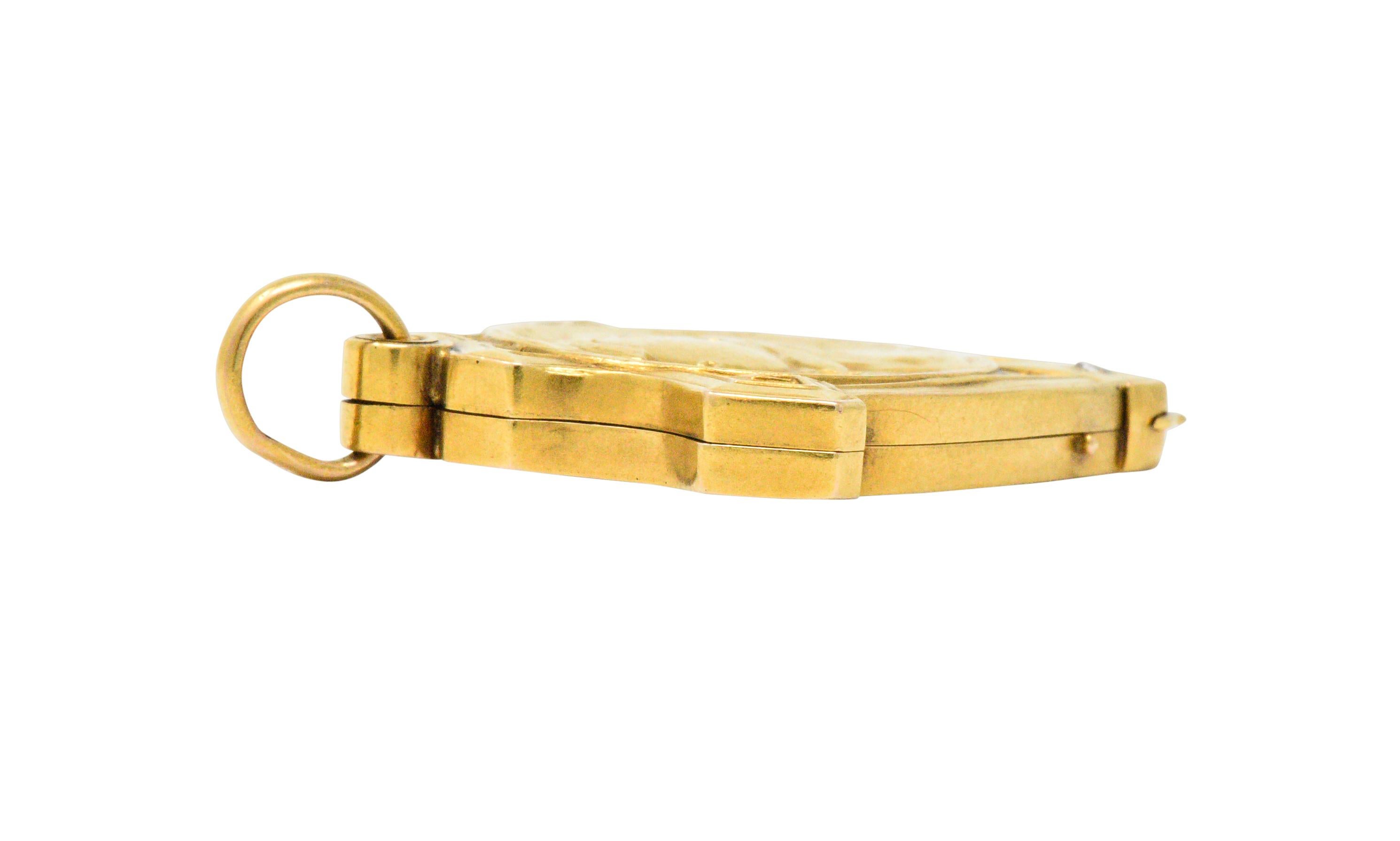 Women's or Men's Art Nouveau Diamond and 18 Karat Gold Locket Pendant Attributed to Unger Bros