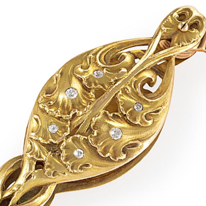 Women's Art Nouveau Diamond and Gold Lorgnette