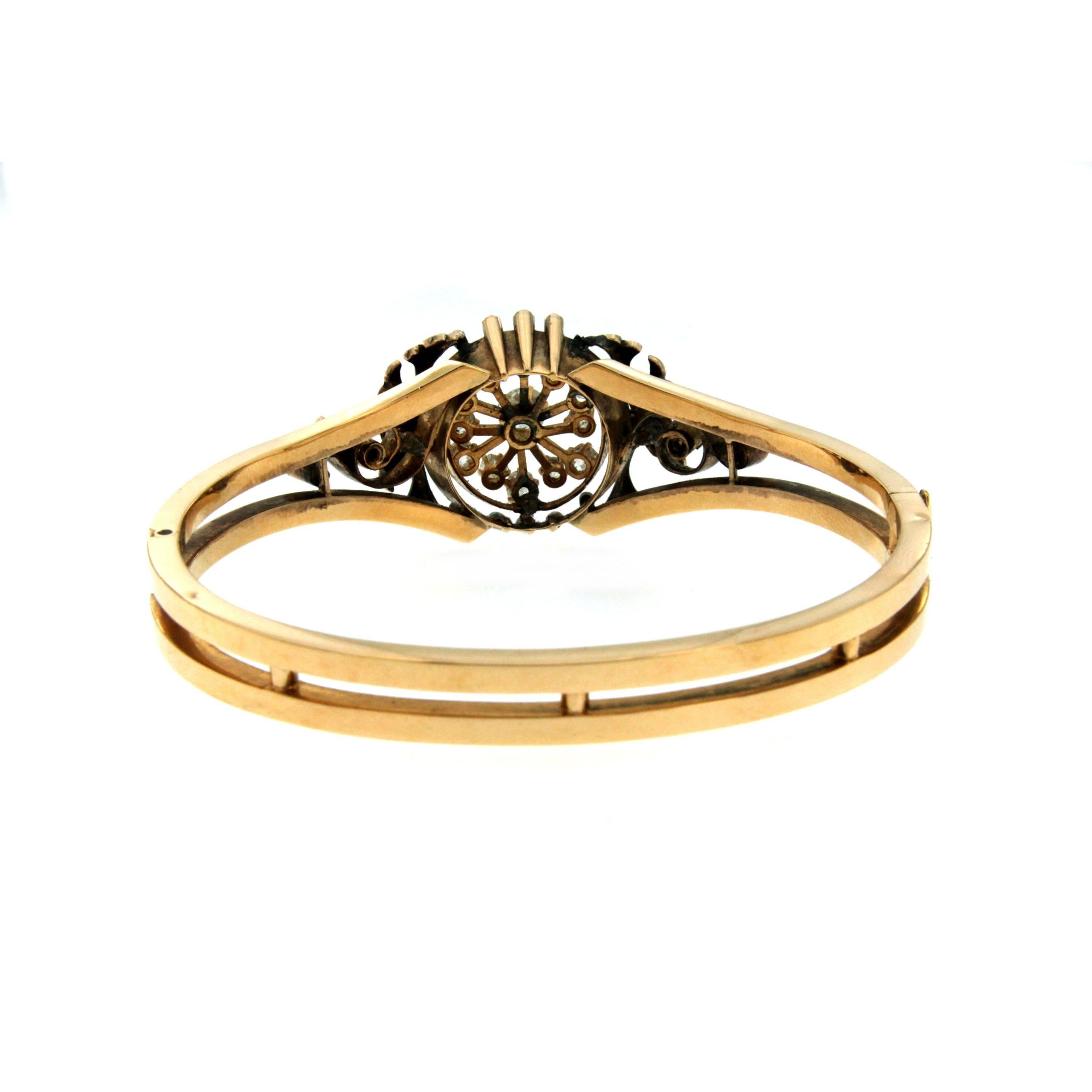 Women's Art Nouveau Diamond Bangle Gold Bracelet