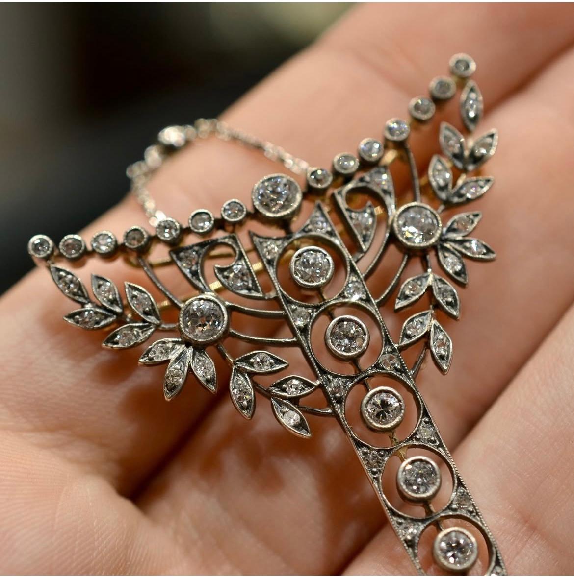 Spilla/pendente in stile Art Nouveau con diamanti, circa 1900 in vendita 1