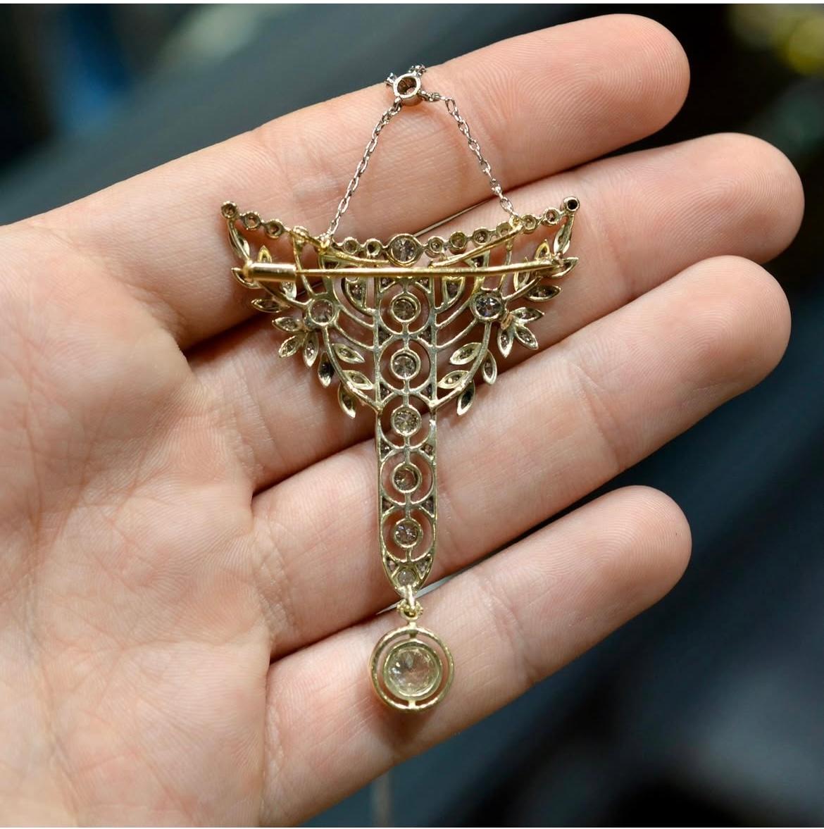 Spilla/pendente in stile Art Nouveau con diamanti, circa 1900 in vendita 2