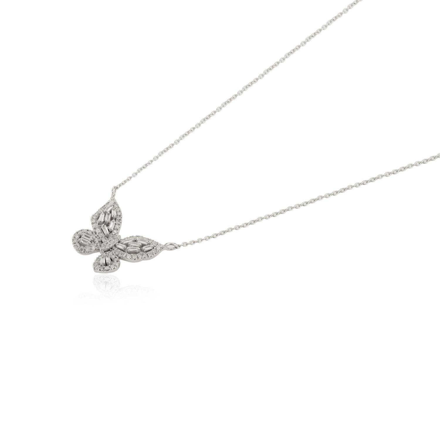 Art déco Collier pendentif papillon Art nouveau en or blanc 14 carats en vente