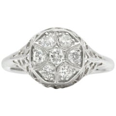 Vintage 0.35 Carat Diamond Cluster Engagement Ring