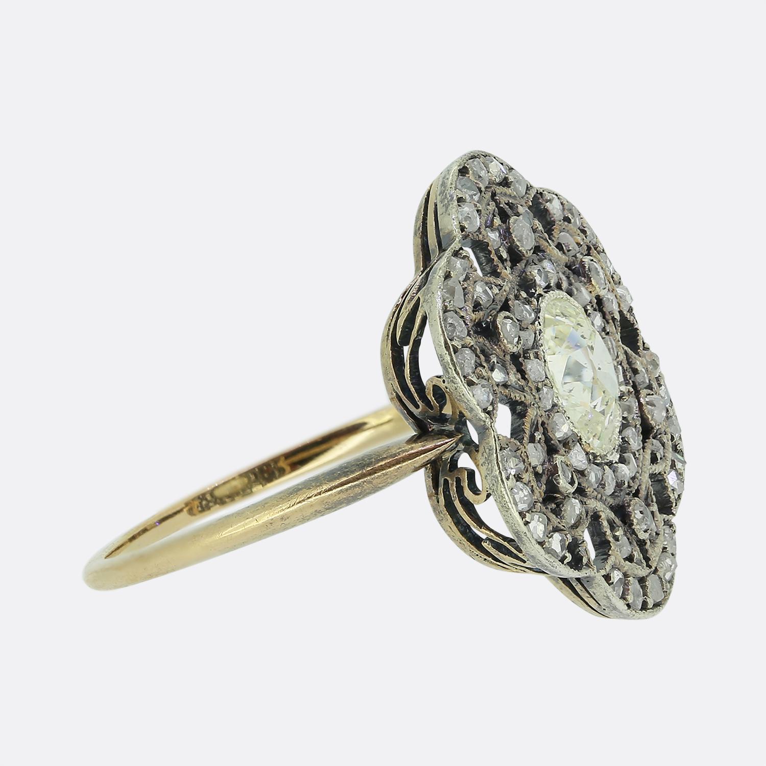 Jugendstil Diamant Cluster Ring (Art nouveau) im Angebot