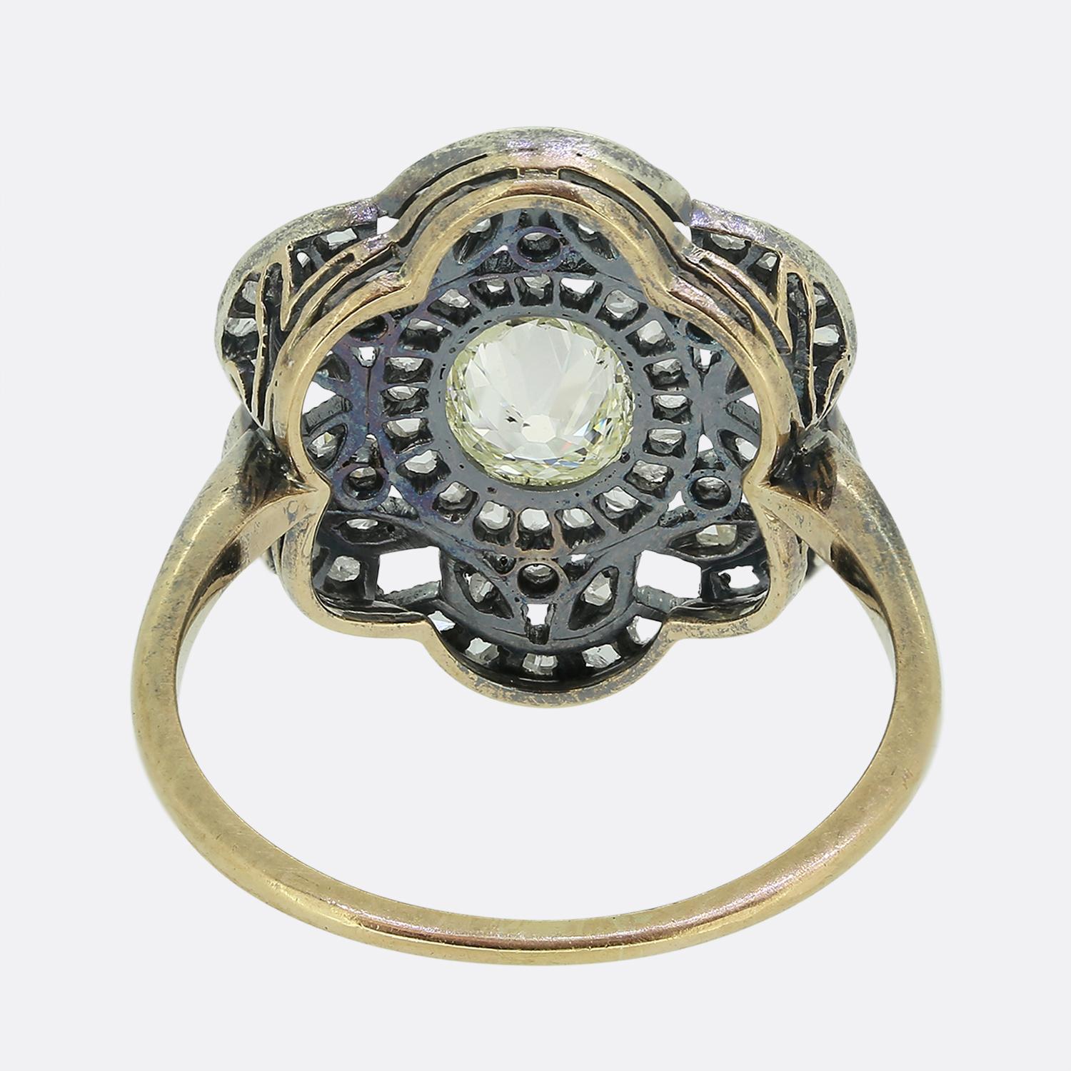 Jugendstil Diamant Cluster Ring (Alteuropäischer Schliff) im Angebot