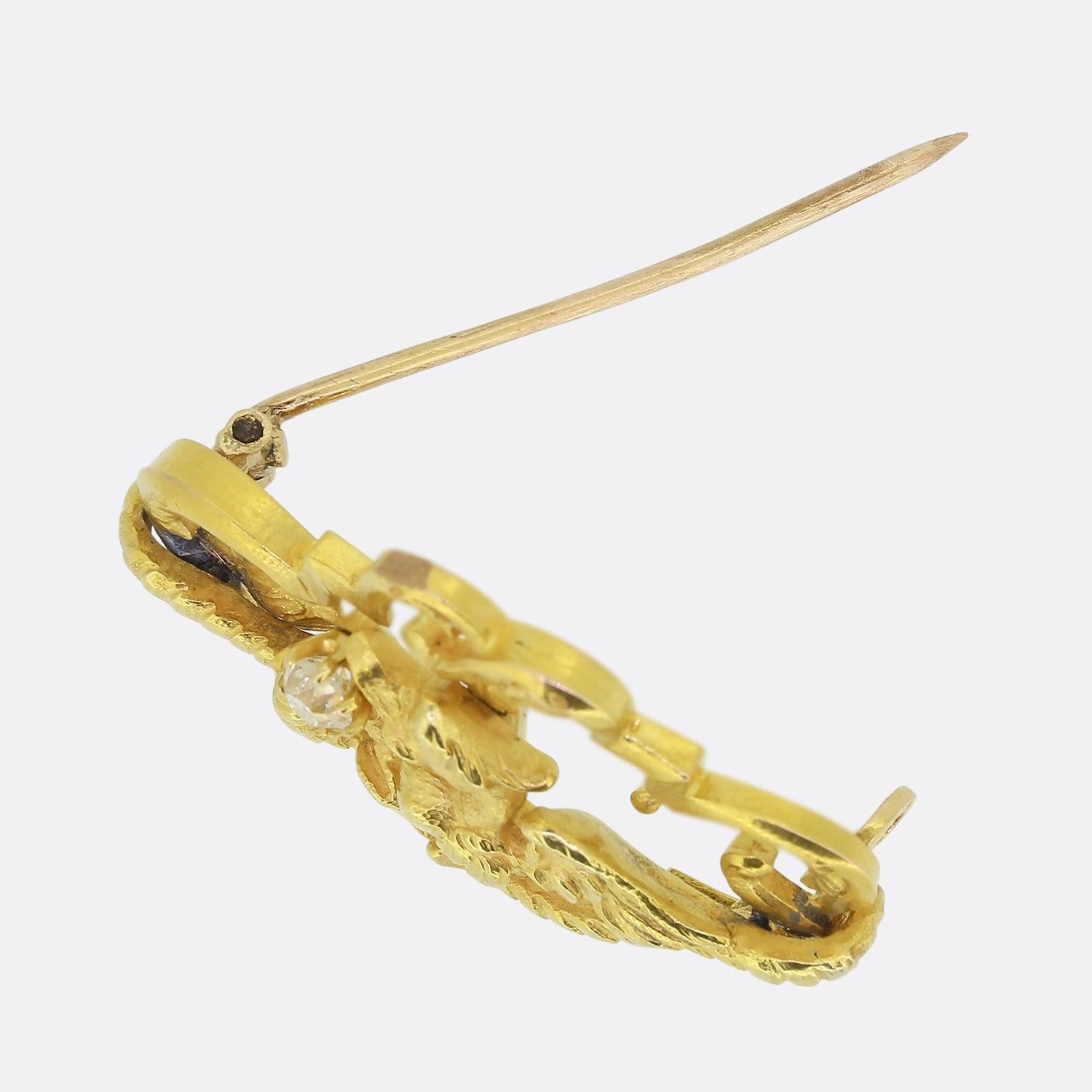 Art Nouveau Diamant Phoenix Brosche (Art nouveau) im Angebot
