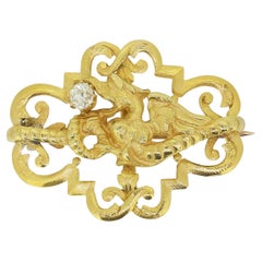 Broche Phoenix Art Nouveau avec diamants