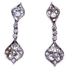 Antique Art Nouveau Diamond Gold Drop Earrings
