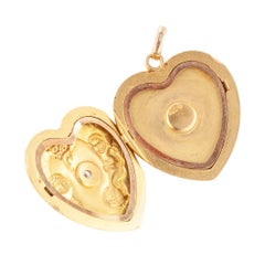 Art Nouveau Diamond Gold Heart Shaped Locket