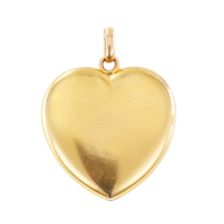 Art Nouveau Diamond Gold Heart Shaped Locket at 1stDibs