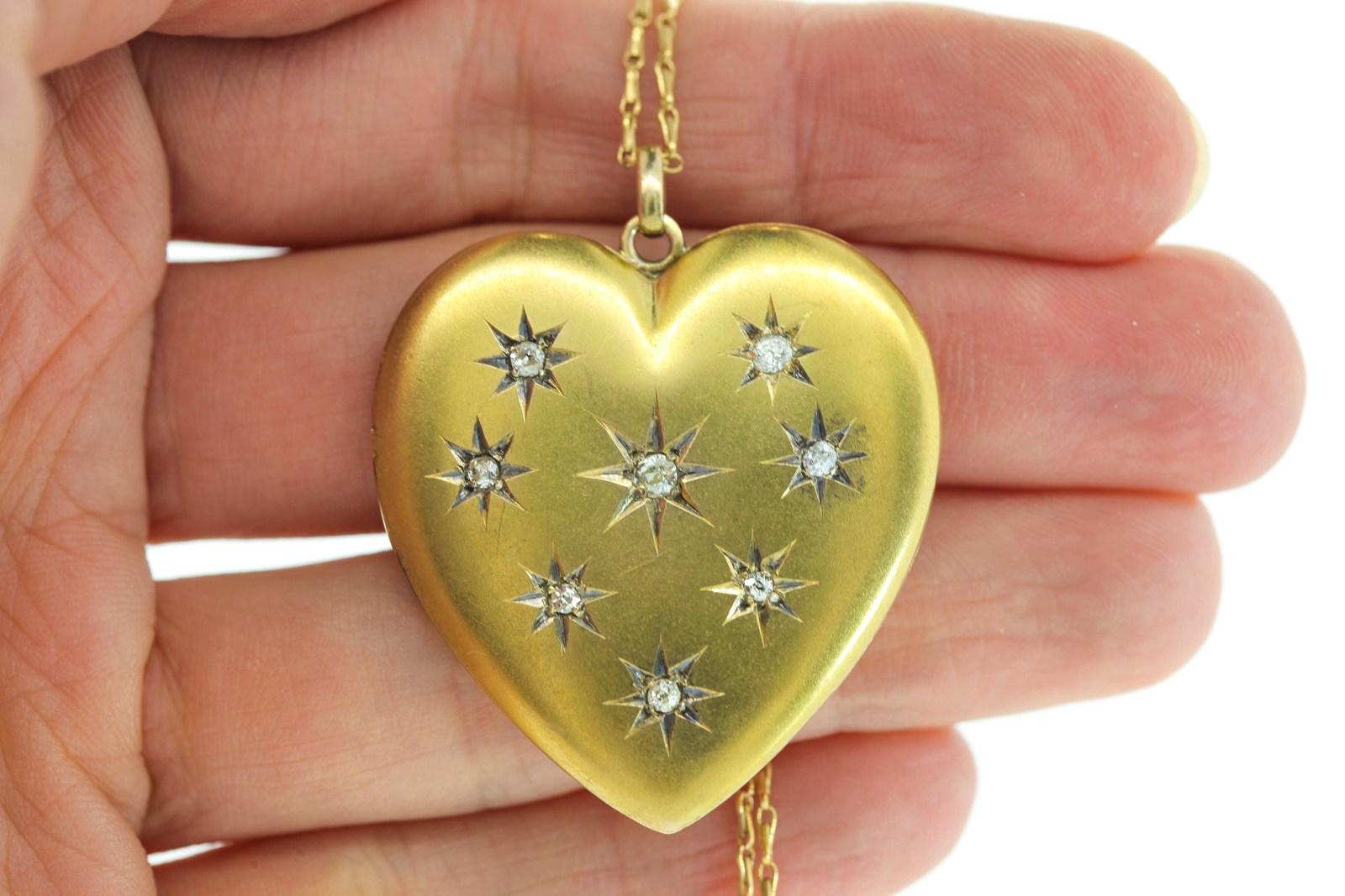 Art Nouveau Diamond Heart Locket In Good Condition In Beverly Hills, CA
