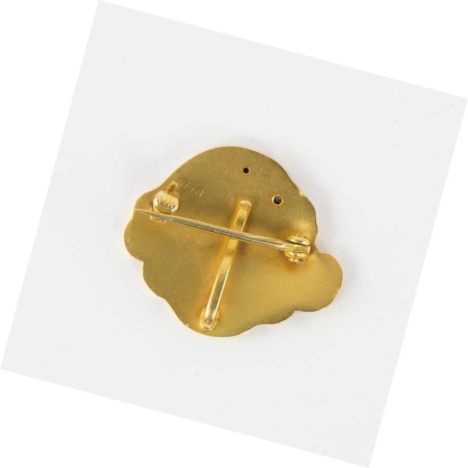 Women's or Men's Antique Art Nouveau Diamond Matte Gold Maiden Heirloom Brooch Pin Watch Holder