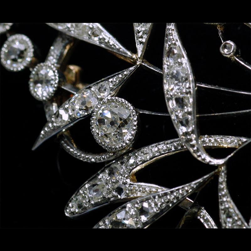 Old European Cut Art Nouveau Diamond Pendant and Brooch For Sale