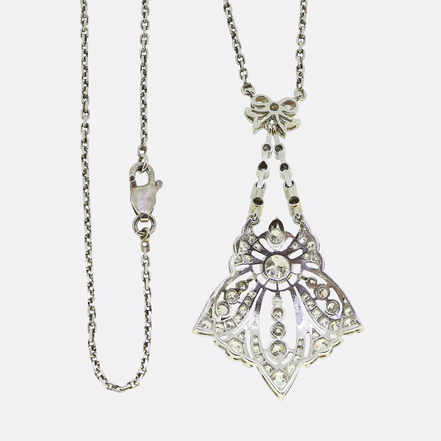 Taglio antico europeo Collana con ciondolo in stile Art Nouveau in vendita