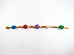Art Nouveau Diamond Ruby Sapphire Emerald Amethyst Yellow Gold Flowers Bracelet