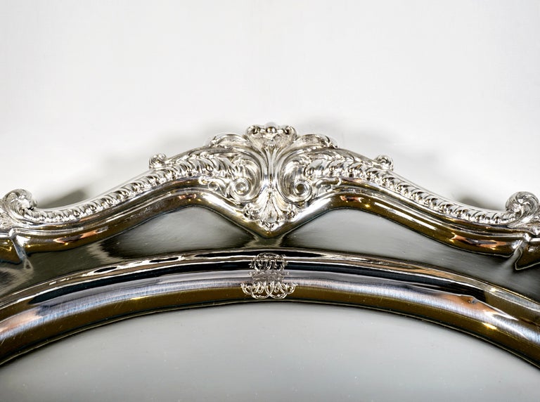 Hand-Crafted Art Nouveau Diamond Shaped Solid Silver Tray, by J.C. Klinkosch Vienna, ca 1900 For Sale