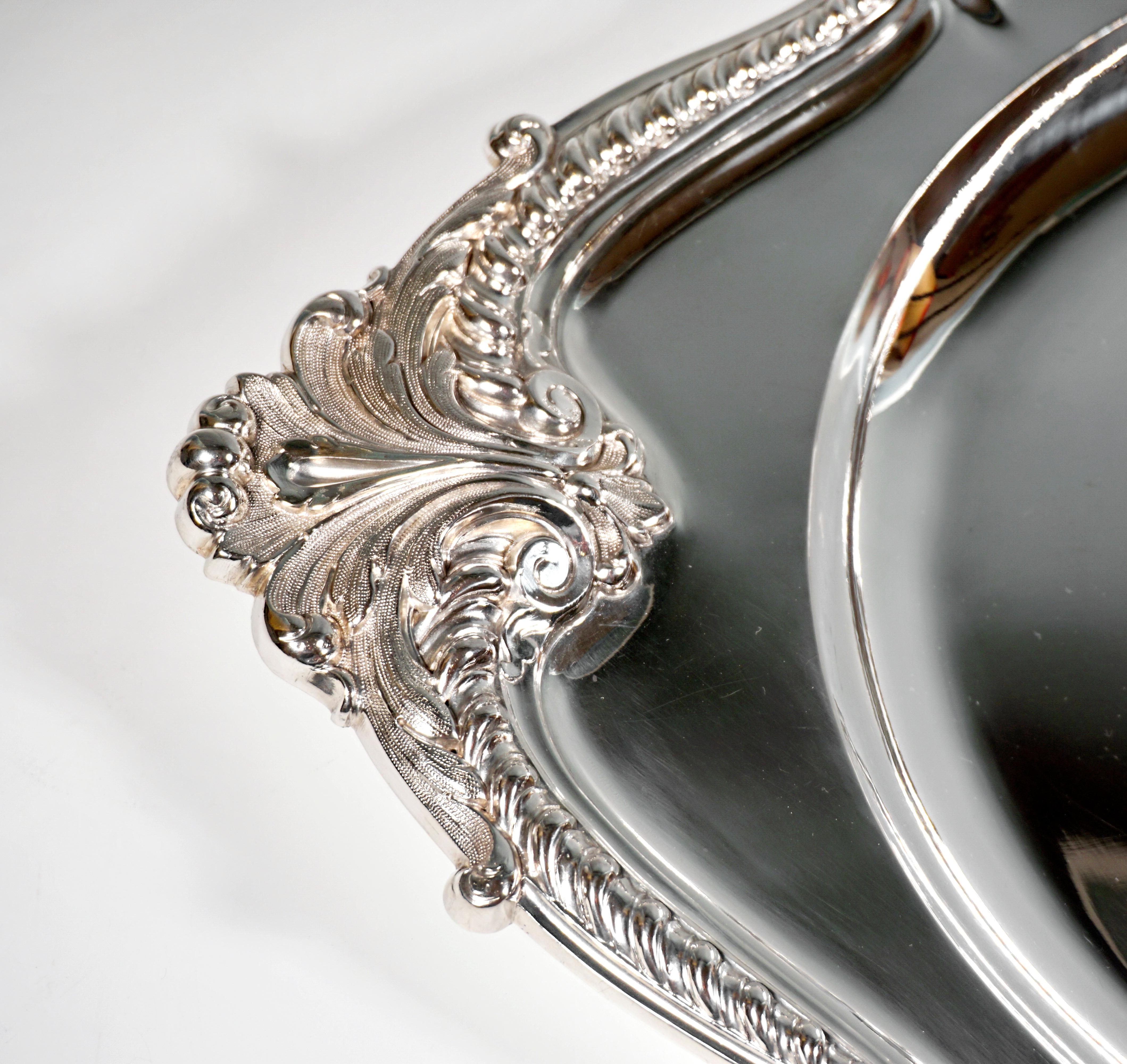 Late 19th Century Art Nouveau Diamond Shaped Solid Silver Tray, by J.C. Klinkosch Vienna, ca 1900 For Sale