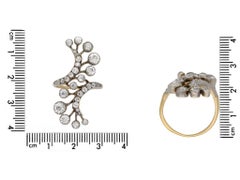 Art Nouveau Diamond Silver Gold Cocktail Ring