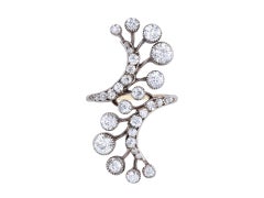 Art Nouveau Diamond Silver Gold Cocktail Ring
