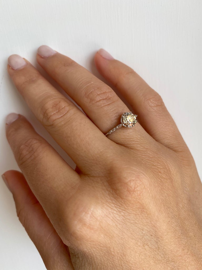 Art Nouveau Diamond Solitaire Ring For Sale 6