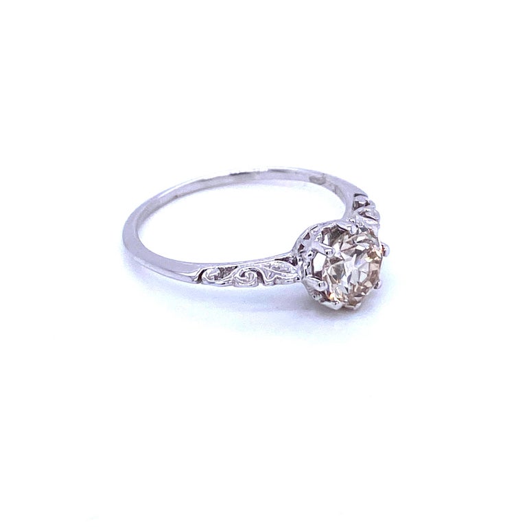 Women's or Men's Art Nouveau Diamond Solitaire Ring For Sale