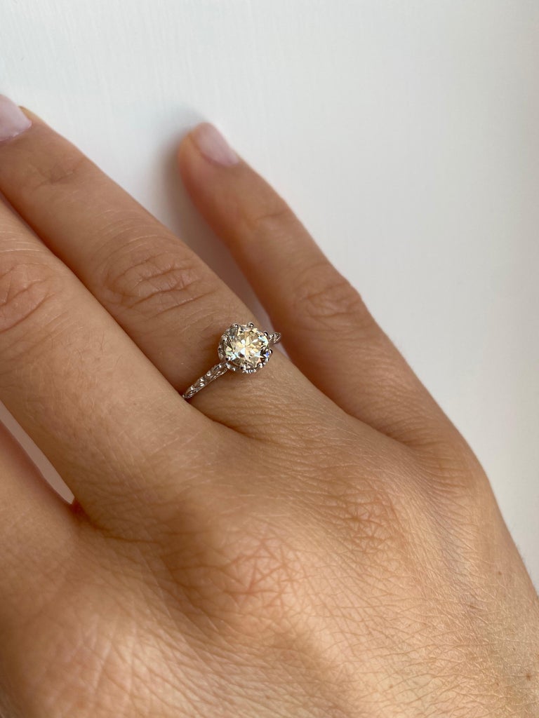 Art Nouveau Diamond Solitaire Ring For Sale 4