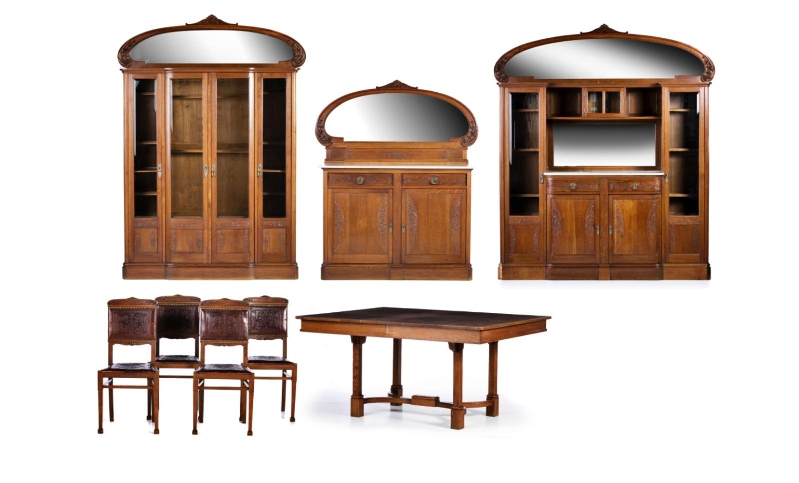 Hand-Crafted Art Nouveau Dining Room Furniture of the 19th Century For Sale