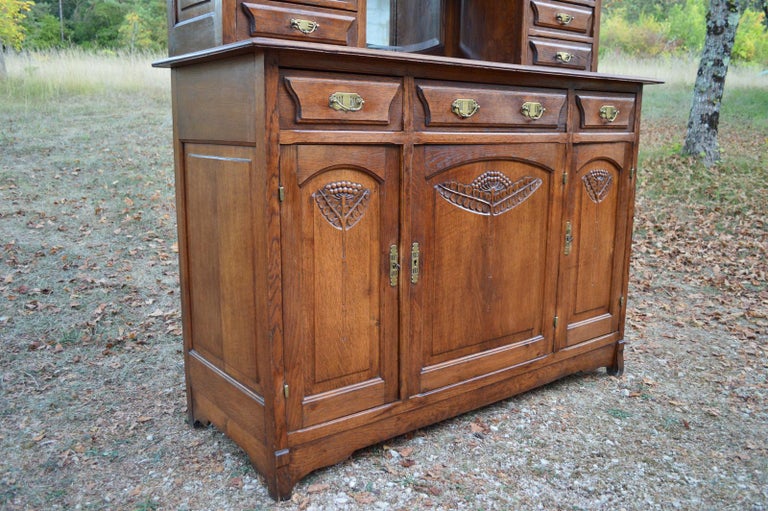 Art Nouveau Dining Room Set in Carved Oak, 1910s For Sale at 1stDibs