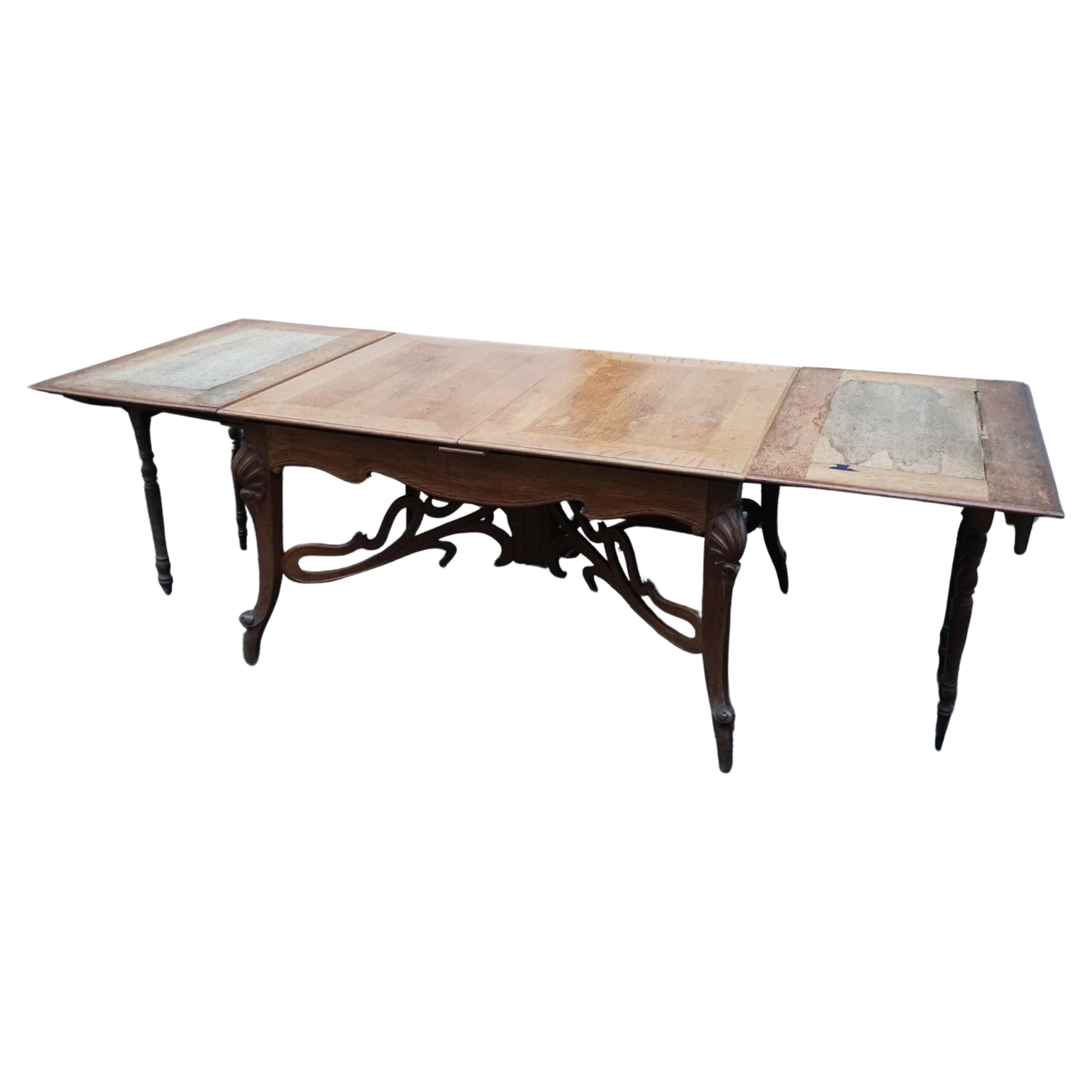 Carved Art Nouveau Dining Table For Sale