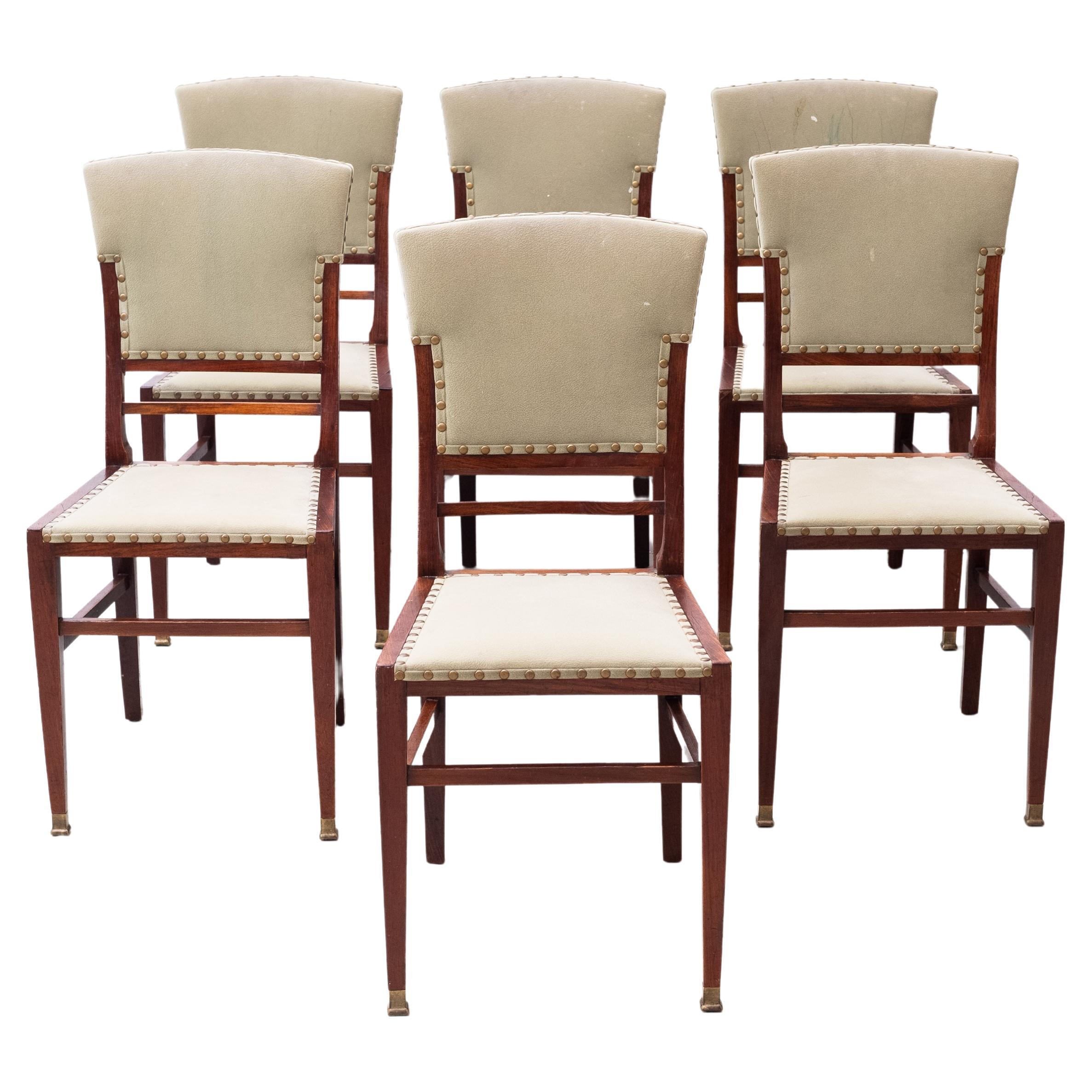 Art Nouveau Diningroom-Chairs, Set of 6 (Vienna, 1910) For Sale