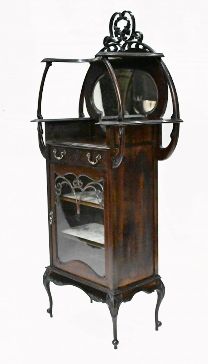 Art Nouveau Display Cabinet Cocktail Chest Drinks 1890 In Good Condition For Sale In Potters Bar, GB