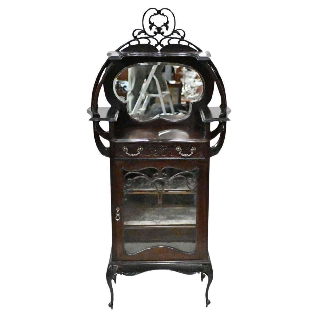 Art Nouveau Display Cabinet Cocktail Chest Drinks 1890 For Sale