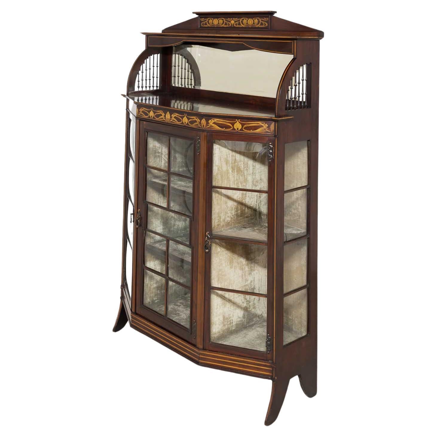 Art Nouveau Display Cabinet English Cocktail Golding and Son 1900 For Sale