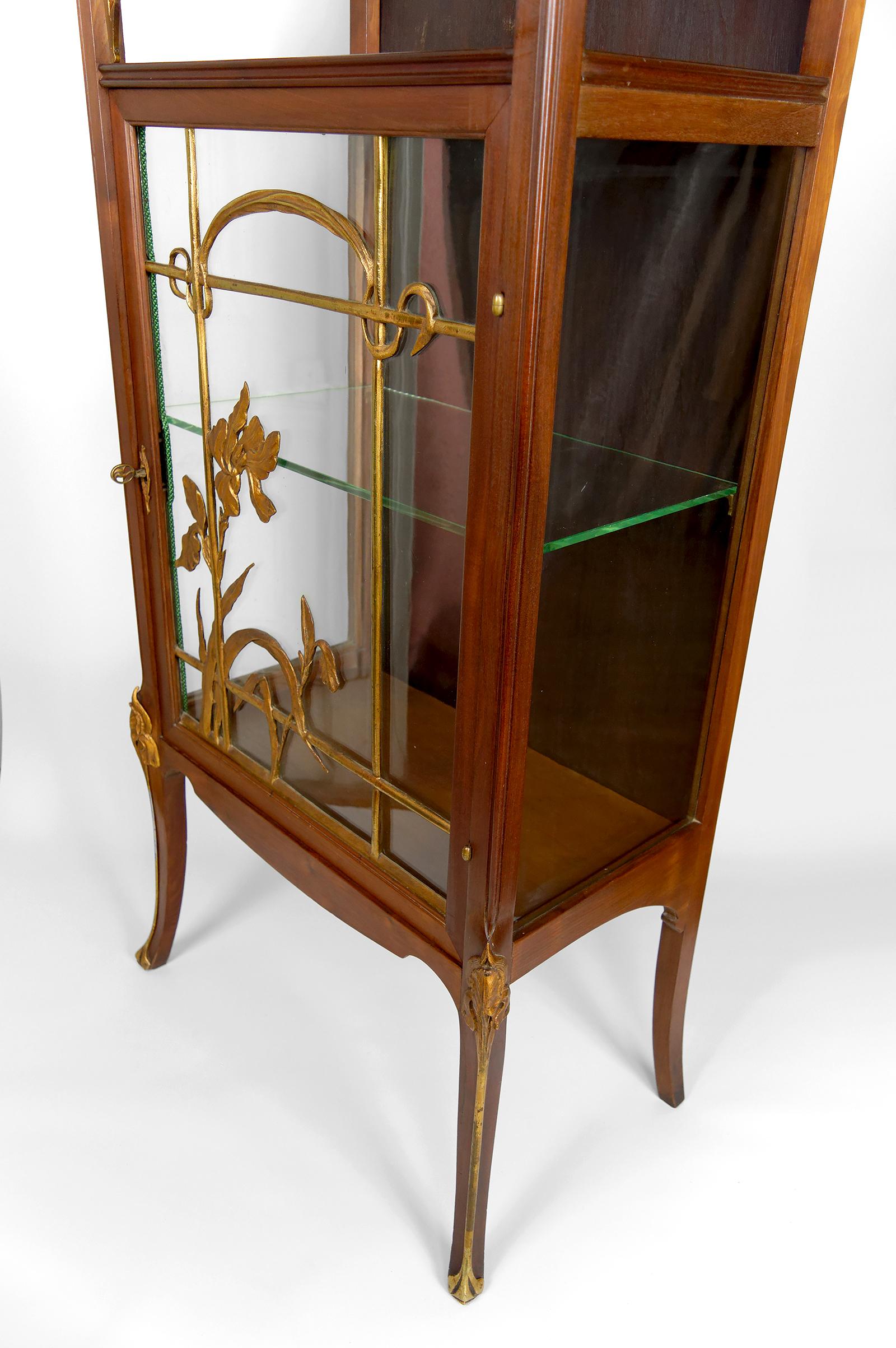 Vitrine Art Nouveau, bronze doré sur le thème floral, France, vers 1900 en vente 2