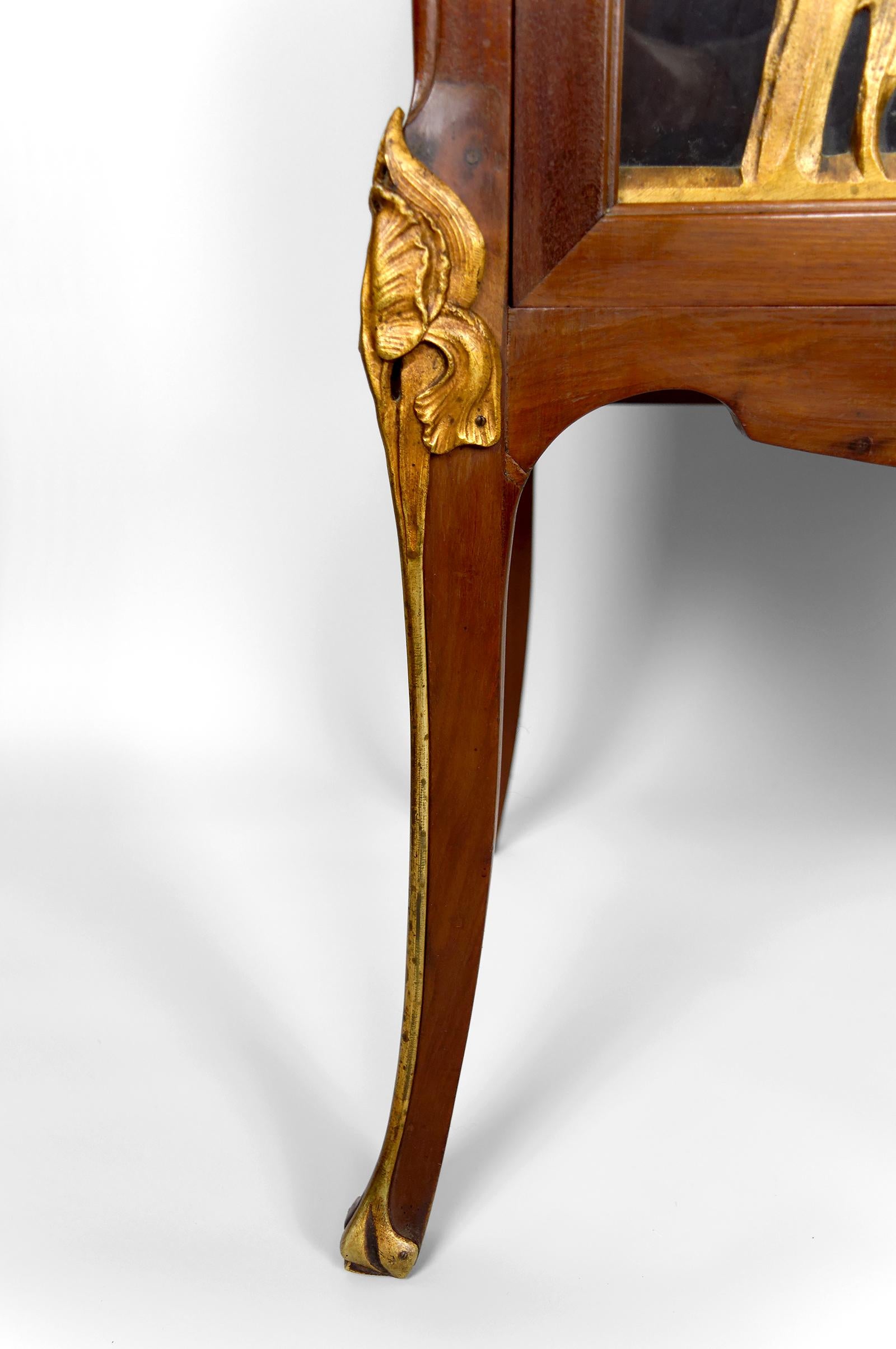 Vitrine Art Nouveau, bronze doré sur le thème floral, France, vers 1900 en vente 10