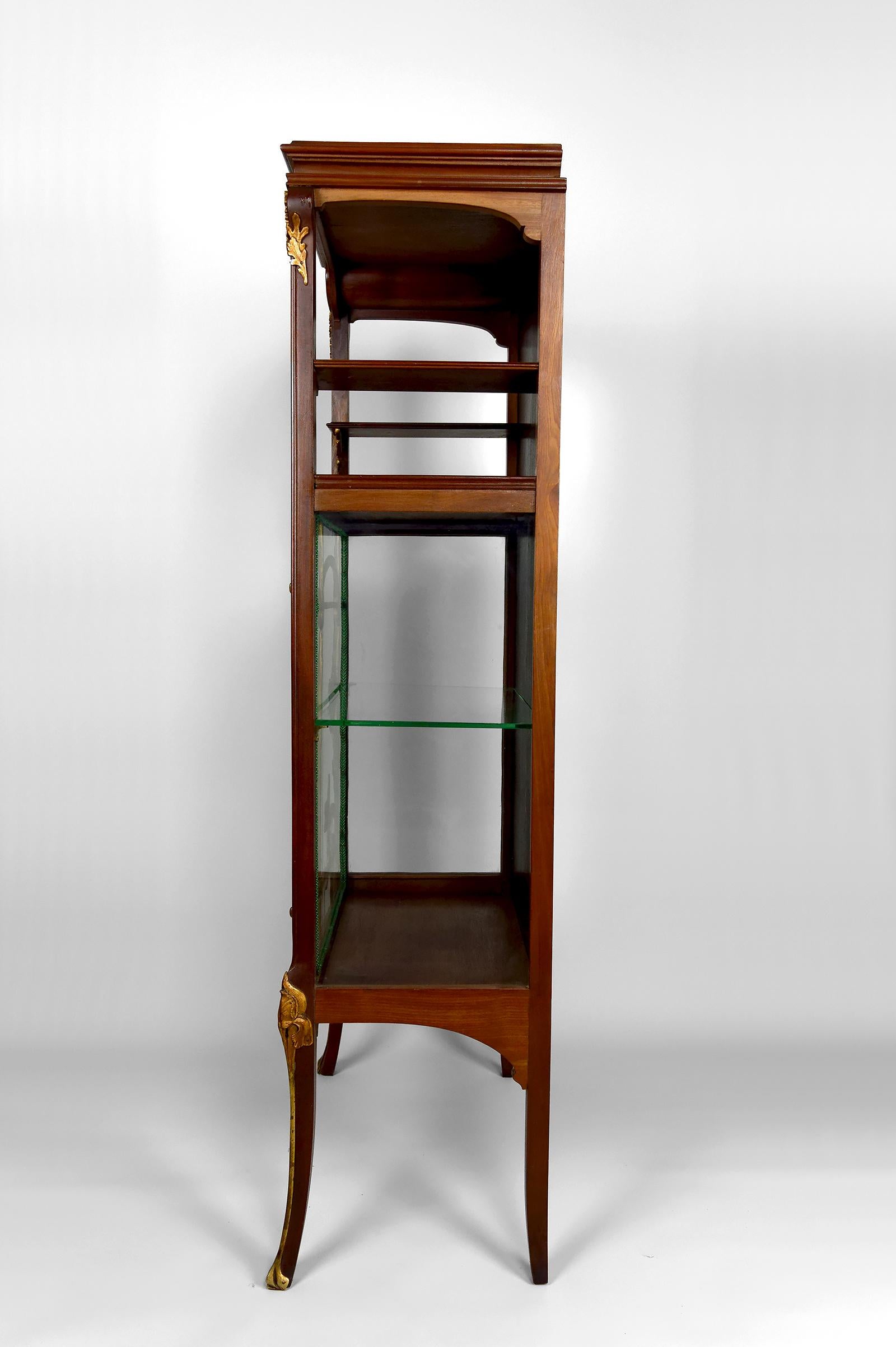 Français Vitrine Art Nouveau, bronze doré sur le thème floral, France, vers 1900 en vente
