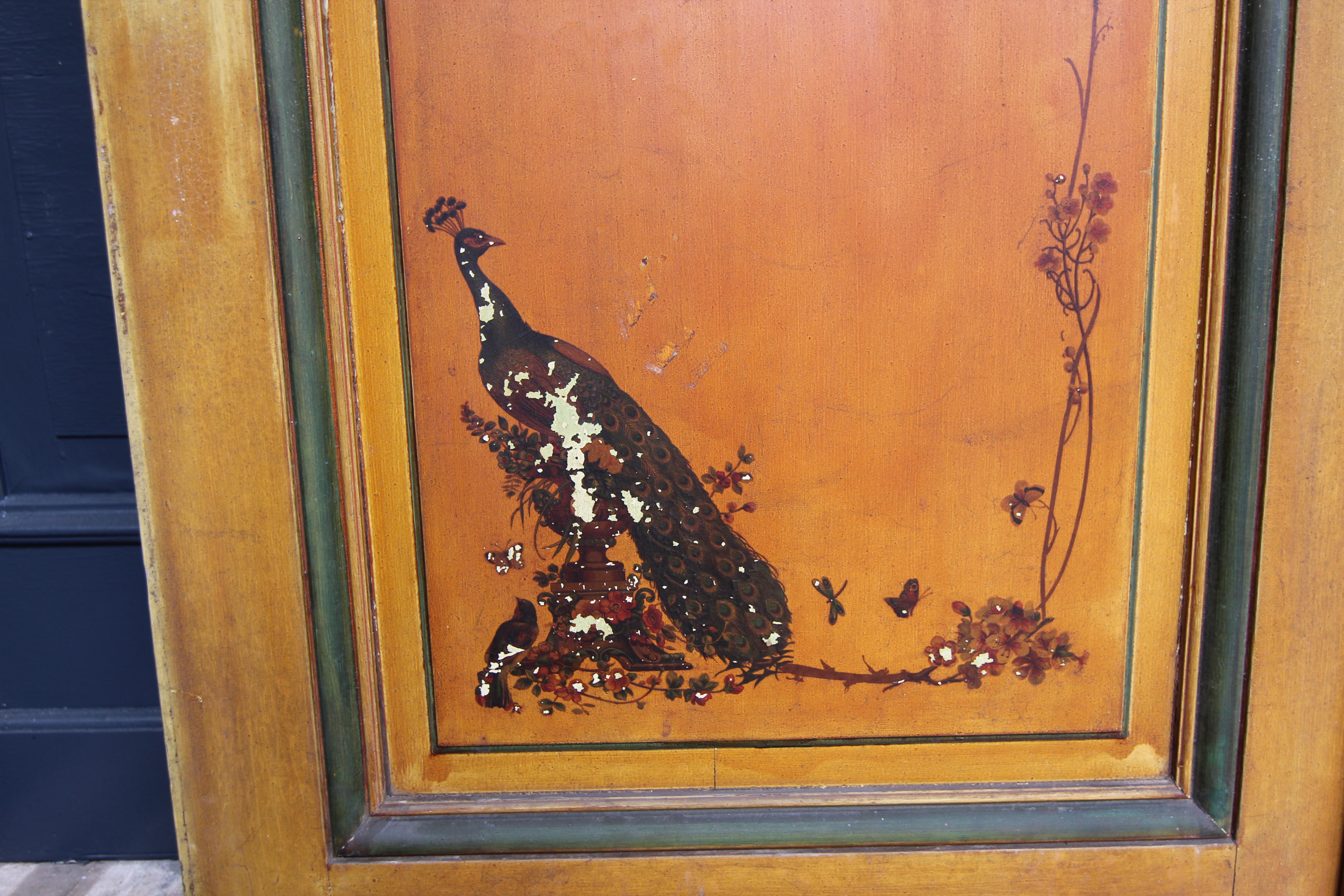 Puerta Doble Art Nouveau con Vidrio Grabado y Pintura Chinoiserie en venta 3