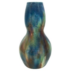 Art Nouveau Double Gourd Ceramic Vase - Iridescent Glaze - Belgium - 20th C.