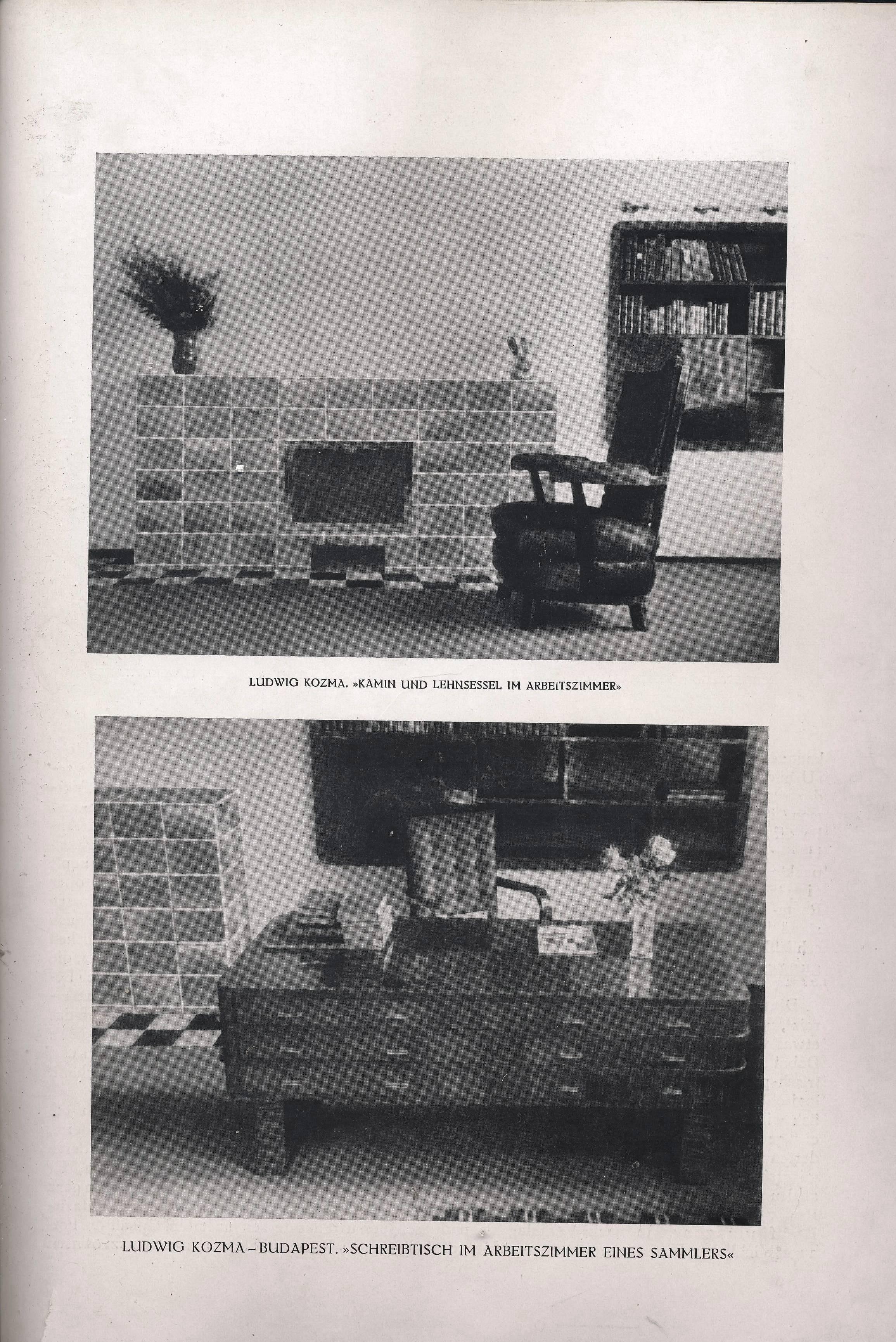 Jugendstil-Schreibtisch aus Nussbaum und Palisanderholz von Lajos Kozma, doppelseitig, 1930 im Angebot 6