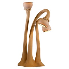 Art Nouveau Doug Blum Cally Lilly Ceramic Pottery Table Lamp Signed