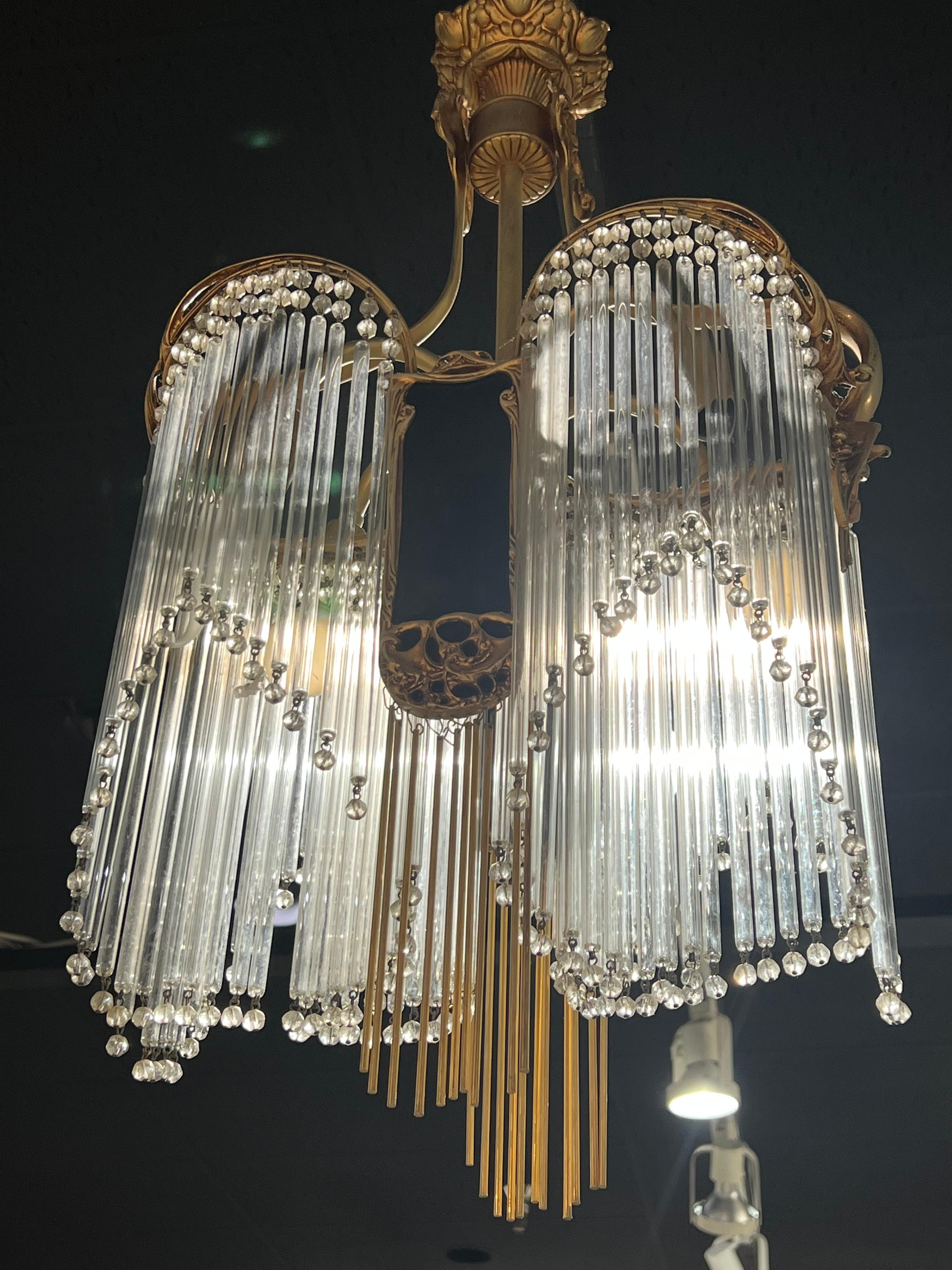 Art Nouveau Dragon Fly Chandelier on the Style of Hector Guimard For Sale 2