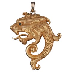 Pendentif Art Nouveau en or 14k représentant un dragon