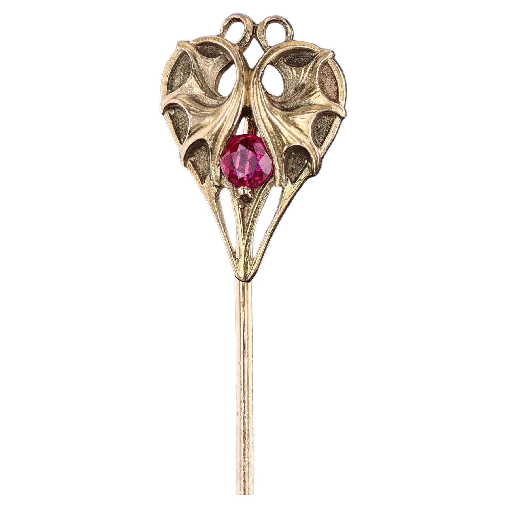 Art Nouveau Dragon Stickpin of 14k Gold