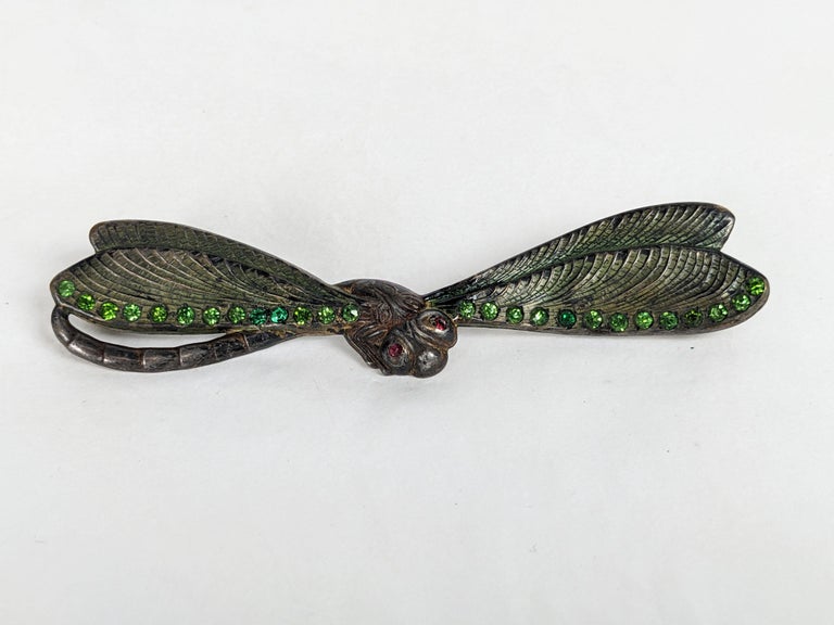 Broche Libellule En Argent Début 1900 - Bijou Vintage Rare - Occasion