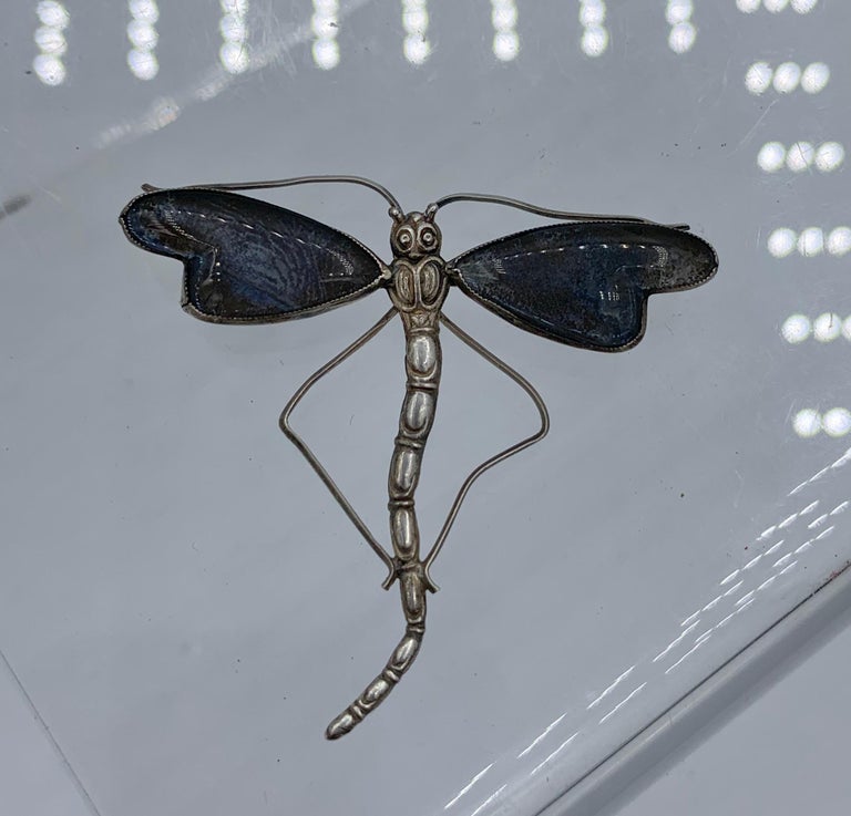Broche Art Nouveau Libellule En Argent Sterling - Antiquité, Originale, Vers 1895-1910