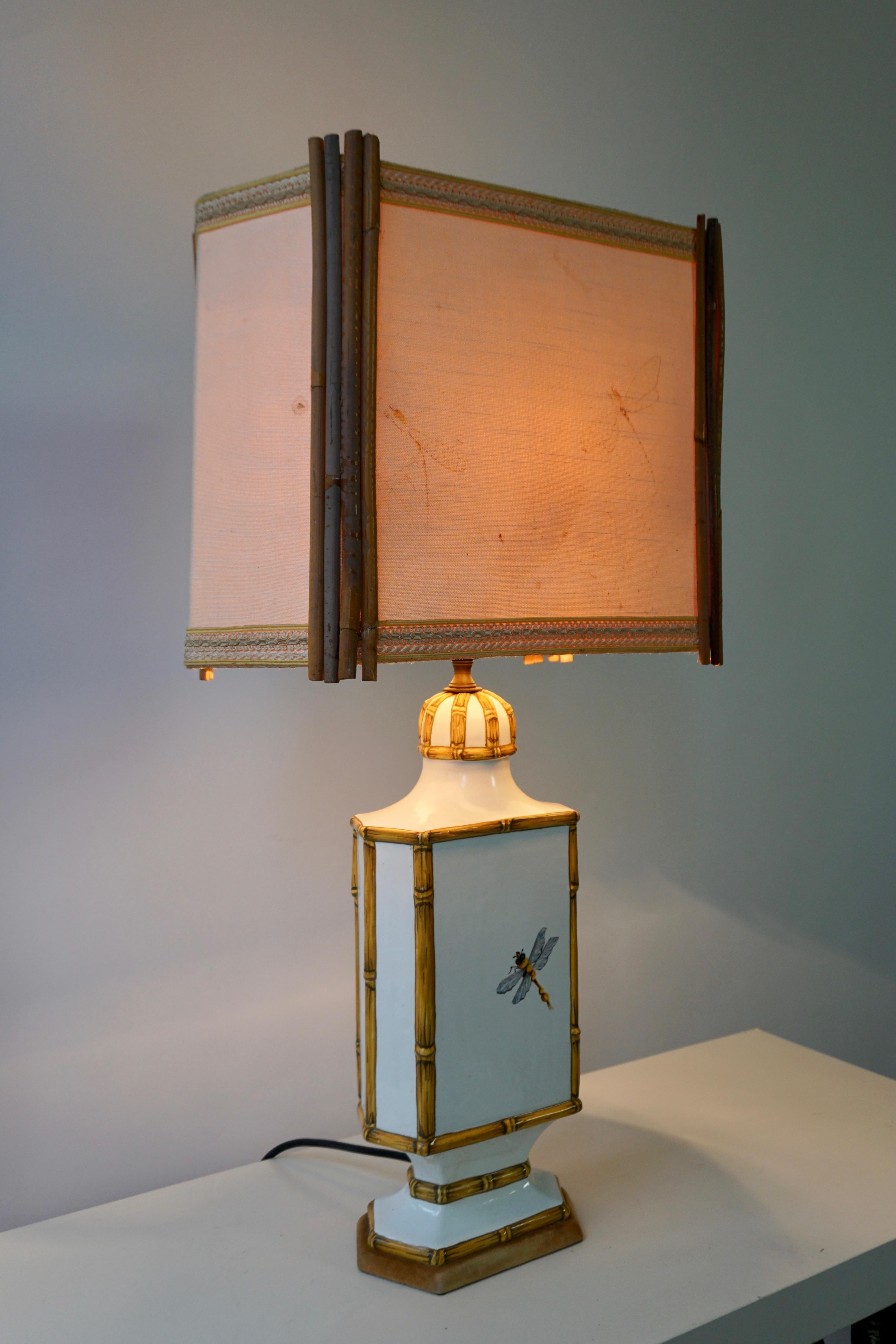 Hollywood Regency Lampe de table libellule Art Nouveau en vente