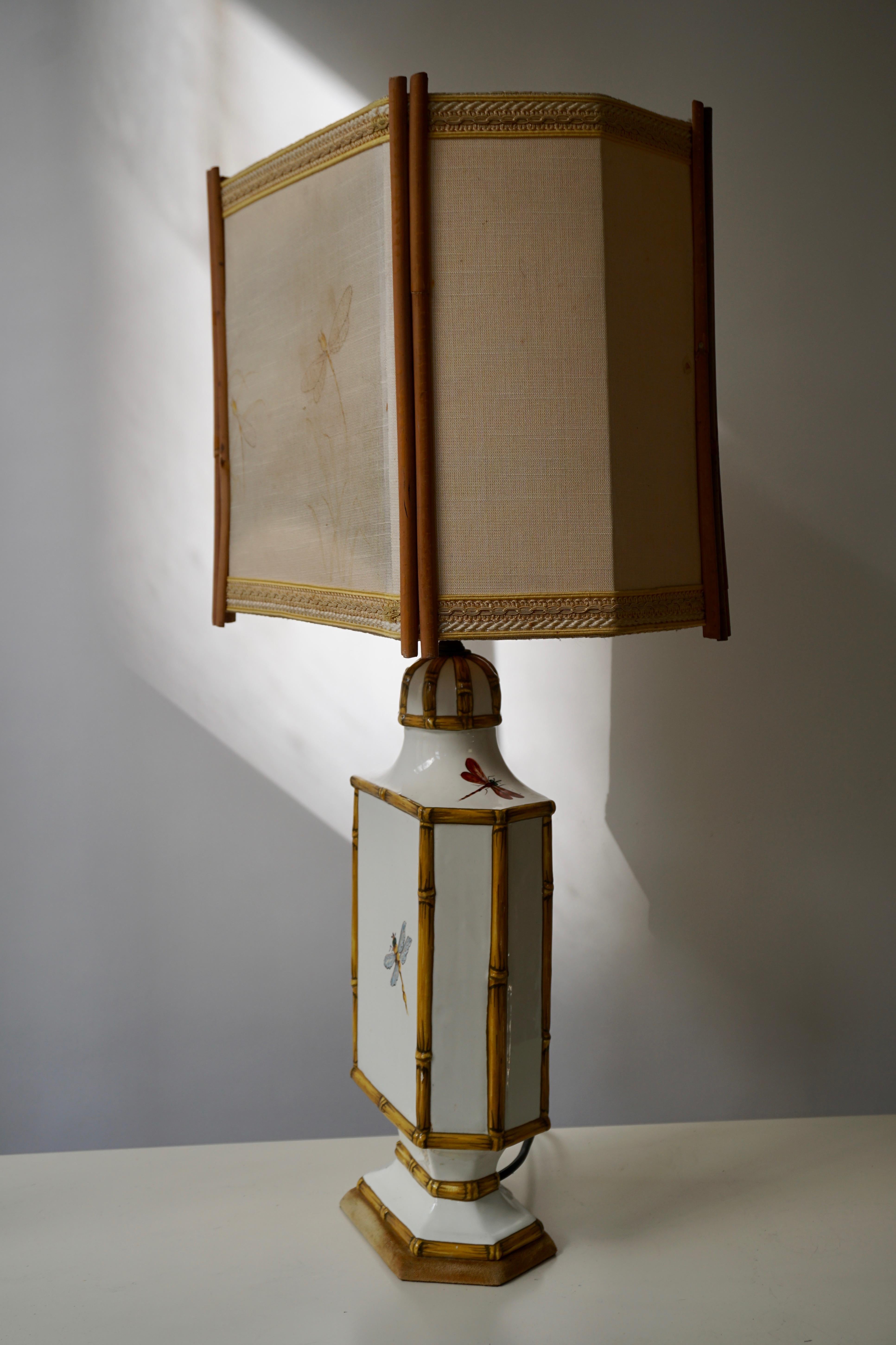 Bambou Lampe de table libellule Art Nouveau en vente