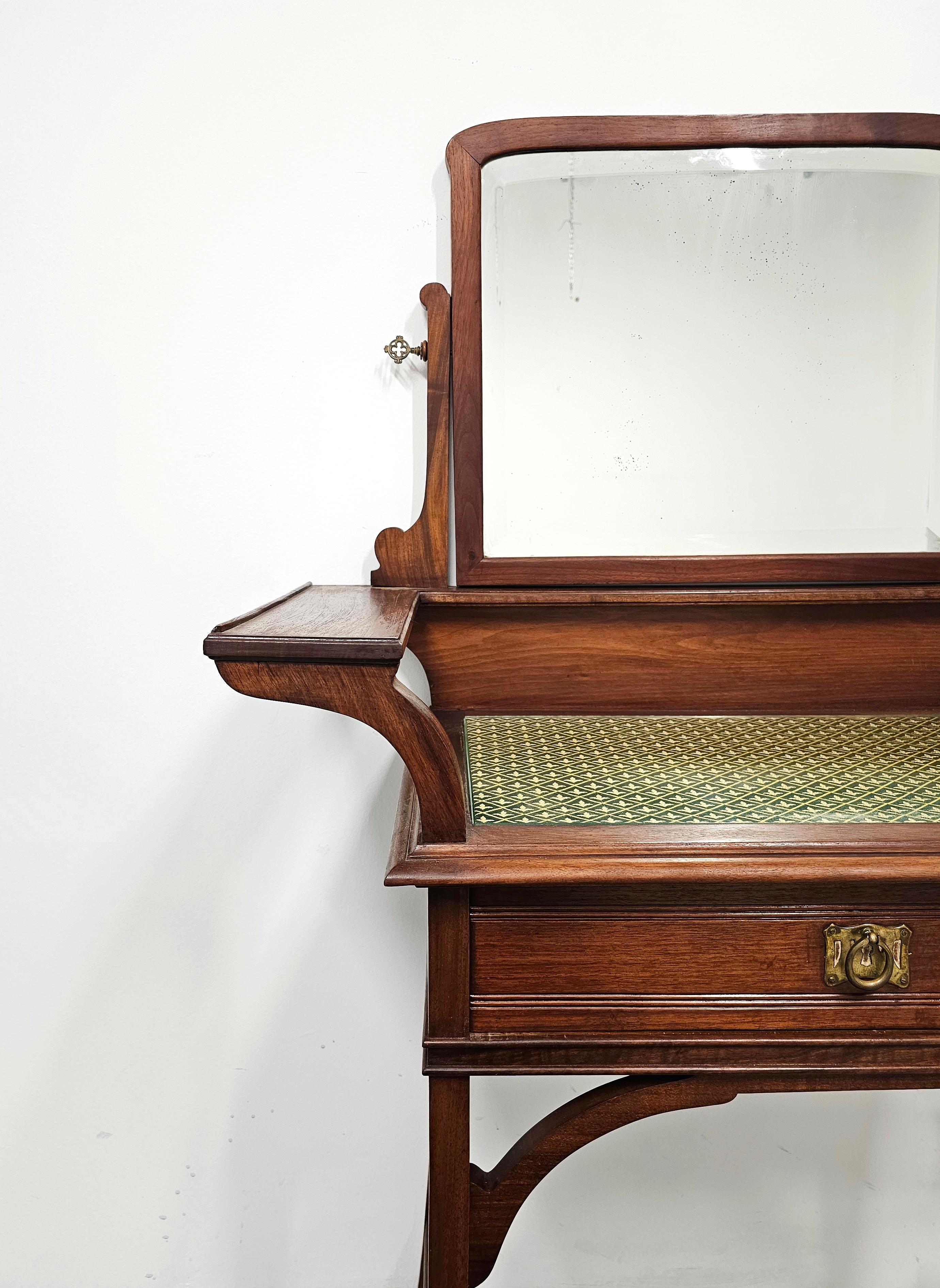 Art Nouveau Dressing or Vanity Table with a Mirror, done in solid walnut For Sale 4